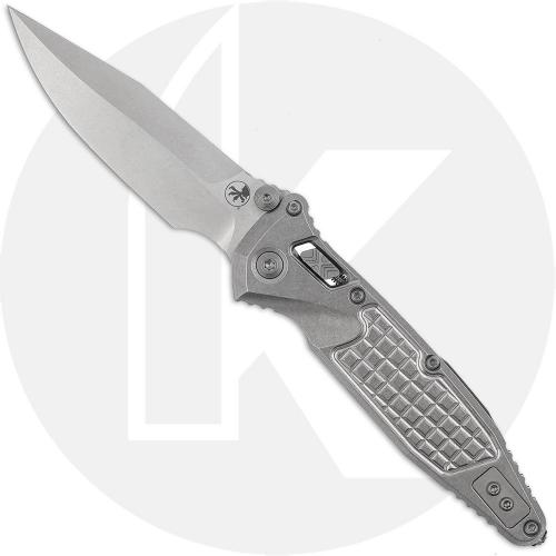 Microtech Socom 160RL-10FRSMS2 Knife - Signature Series - Stonewash Spear Point - Stonewash Frag Pattern Titanium - USA Made