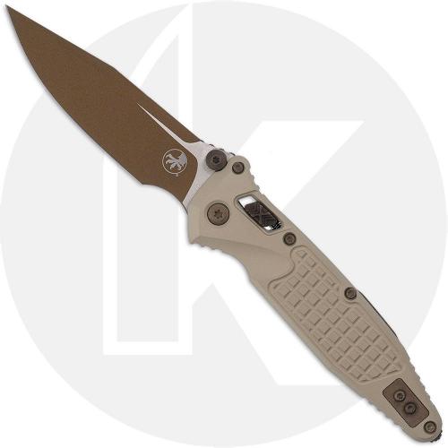 Microtech Socom 160RL-1FRCSG-C19Z23 Knife - Gold M390MK Clip Point - Champagne Gold Frag Pattern Aluminum - USA Made