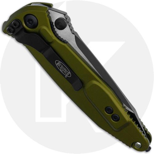 Microtech Socom Elite Knife - Black M390 Tanto - OD Green Aluminum with Textured Inlays