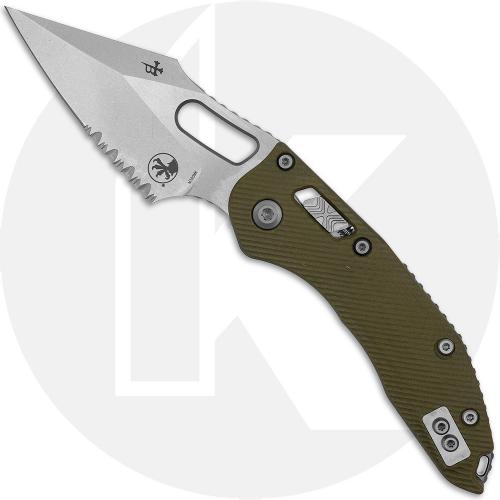 Microtech Stitch RAM-LOK Knife - Stonewashed Part Serrated Bohler M390MK Spear Point - Fluted OD Green G10