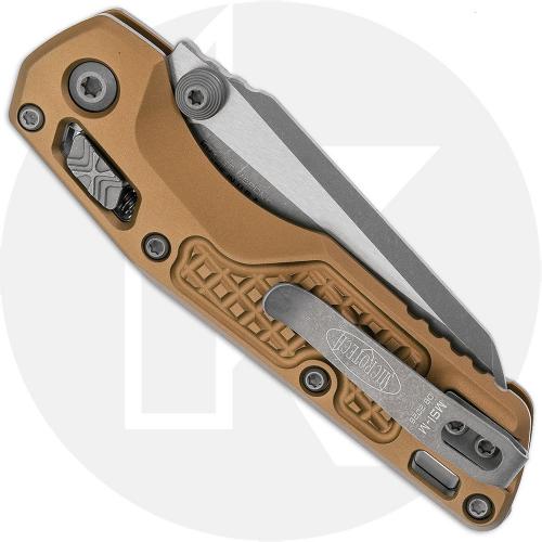 Microtech MSI Mini RAM-LOK Knife - Apocalyptic Bohler M390MK Sheepsfoot - Tan Frag Pattern Aluminum