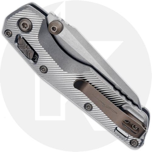 Microtech MSI Mini RAM-LOK Knife - Signature Series - Stonewash Sheepsfoot Bohler M390MK - Stonewash Fluted Titanium