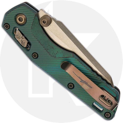 Microtech MSI Mini RAM-LOK Knife - Signature Series - Bronzed Stonewash Bohler M390MK Sheepsfoot - Antique Green Fluted Titanium