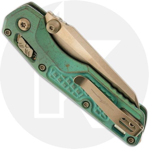 Microtech MSI Mini RAM-LOK Knife - Signature Series - Bronzed Stonewash Bohler M390MK Sheepsfoot - Antique Green Frag Pattern Ti
