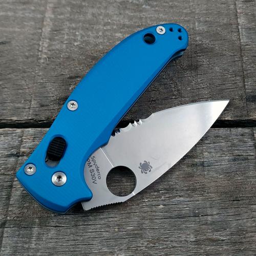 AWT Custom Aluminum Scales for Spyderco Manix 2 Knife - Agent Series - Linerless - Cobalt Blue Anodized - USA Made