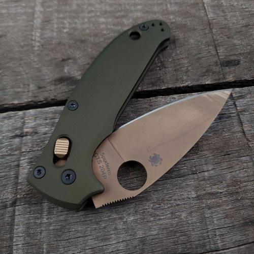 AWT Custom Aluminum Scales for Spyderco Manix 2 Knife - Agent Series - Linerless - OD Green Anodized - USA Made