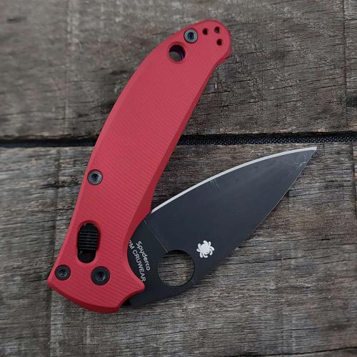 AWT Custom Aluminum Scales for Spyderco Manix 2 Knife - Agent Series - Linerless - Weathered Red Anodized - USA Made