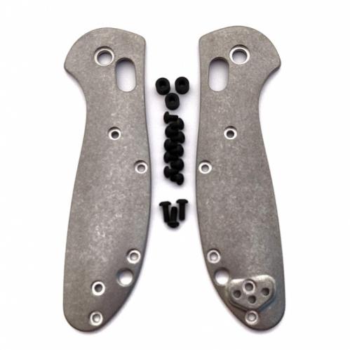 Flytanium Custom Titanium Scale Kit for Benchmade Mini Griptilian Knife - Stonewash Finish