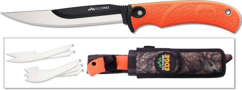 Outdoor Edge RazorMax - RMB-20 - Fixed Blade Hunting Knife Set - Replaceable Blades - Orange Handle - Camo Sheath