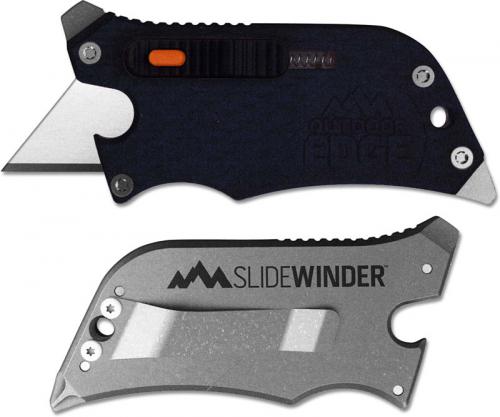 Outdoor Edge SlideWinder - Compact 4 Function Utility Knife Multi Tool - Black Handle SWK-30C
