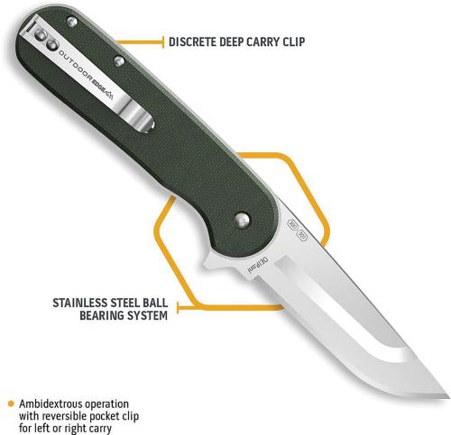 Outdoor Edge Razor VX3 VX330B Knife - Assisted - 3.0-Inch Replaceable Blade - Green Micarta - Flipper Folder