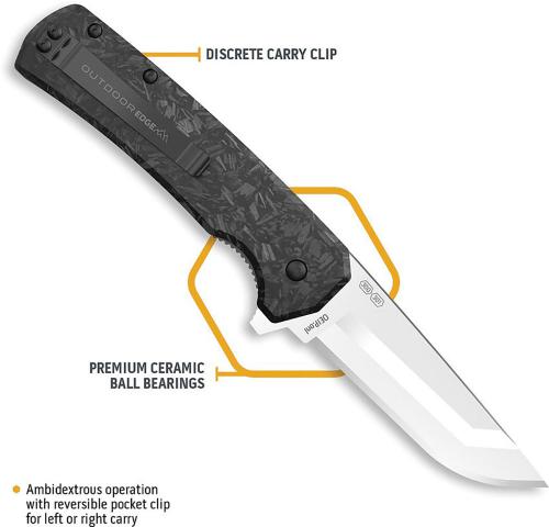 Outdoor Edge Razor VX5 VX530A Knife - Assisted - Black 3.0-Inch Replaceable Blade - Forged Carbon Fiber/Black G10 - Flipper Fold