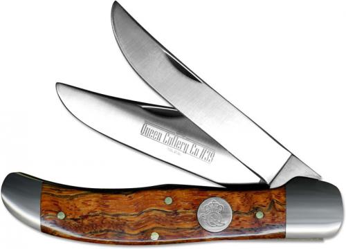 Queen Knives: Queen Folding Hunter Knife, Curly Zebra Wood, QN-39CZ