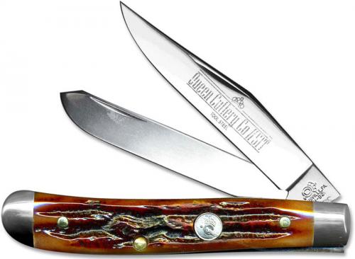 Queen Knives: Queen Mini Trapper Knife, Honey Amber, QN-51ACSBT