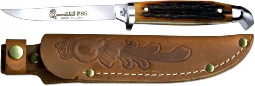 Queen Knives: Queen Trout Knife, Aged Honey Stag Bone, QN-85ACSB