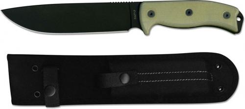 Ontario 8668 RAT-7 Fixed Blade Knife Black 1095 Steel Drop Point Micarta Handle USA Made