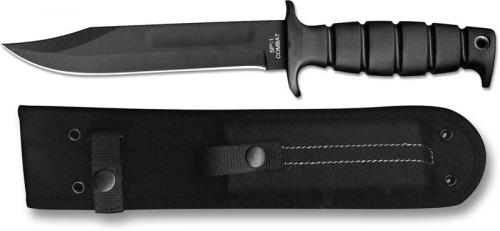 Ontario SP1 Combat Knife 8679 - Spec Plus - Black Carbon Steel Clip Point Fixed Blade - Kraton Handle - USA Made