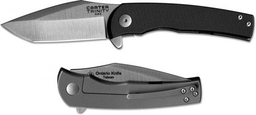 Ontario 8877 Carter Trinity Robert Carter Clip Point G10 and Titanium Frame Lock Flipper Folder