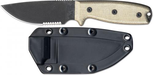 Ontario Knives: Ontario RAT-3 Knife, Serrated with Black Sheath, QN-RAT3SB