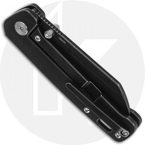 QSP Penguin Knife QS130-O - Black Stonewash 154CM Sheepfoot - Black Stonewash Titanium - Frame Lock Folder