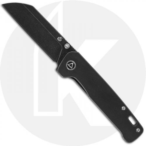 QSP Penguin Knife QS130-O - Black Stonewash 154CM Sheepfoot - Black Stonewash Titanium - Frame Lock Folder