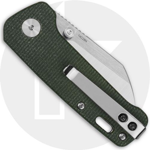QSP Penguin Mini QS130XS-C - Satin 14C28N - Green Micarta - Liner Lock Knife