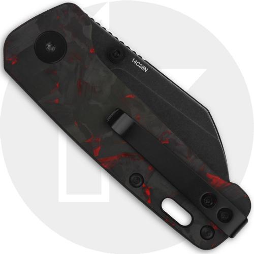 QSP Penguin Mini QS130XS-E2 - Black Stonewash 14C28N - Red Shred Carbon Fiber / G10