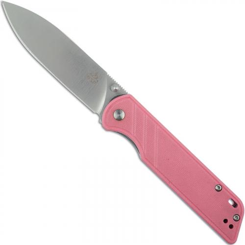 QSP Parrot Knife QS102-C - Satin 440C Spear Point - Pink G10 - Liner Lock Folder