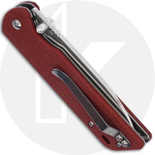 QSP Parrot Knife QS102-E - Satin D2 Spear Point - Red Linen Micarta - Liner Lock Folder