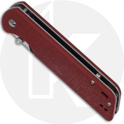 QSP Parrot Knife QS102-E - Satin D2 Spear Point - Red Linen Micarta - Liner Lock Folder