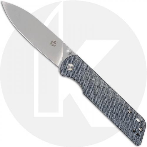 QSP Parrot Knife QS102-F - Satin D2 Spear Point - Denim Linen Micarta - Liner Lock Folder