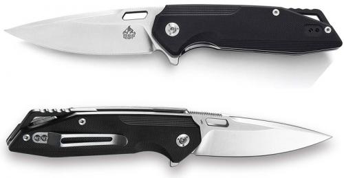 QSP Shark Knife QS103-A - Satin 440C Drop Point - Black G10 - Liner Lock - Flipper Folder