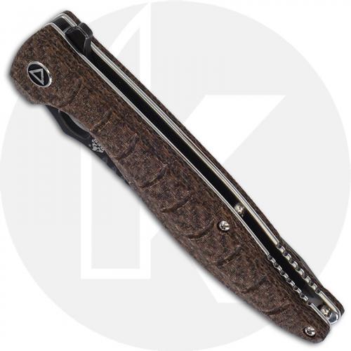 QSP Locust Knife QS117-A - Black / Satin 154CM Wharncliffe - Brown Micarta - Liner Lock Flipper Folder