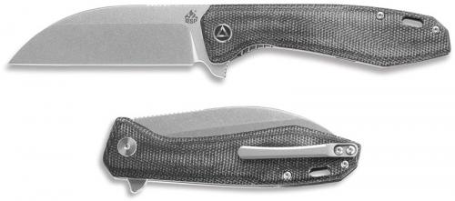 QSP Pelican Knife QS118-D1 - Stonewash S35VN Sheepfoot - Black Micarta - Liner Lock Flipper Folder