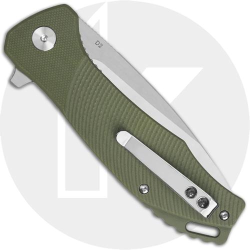 QSP Raven QS122-B1 Knife - Two-Tone Satin D2 Drop Point - Green G10 - Flipper Folder