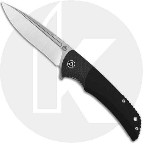 QSP Harpyie Knife QS129-B - 2 Tone Satin S35VN Drop Point - Black G10 and Carbon Fiber - Liner Lock Flipper Folder