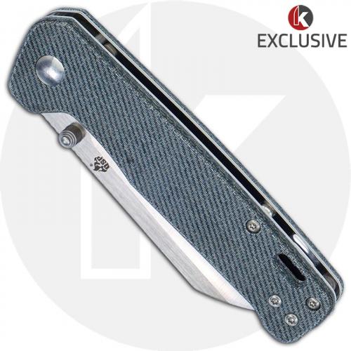 QSP Penguin Knife QS130-KP4 - Knives Plus Exclusive - Satin M390 Sheepfoot - Blue Denim Micarta - Liner Lock Folder