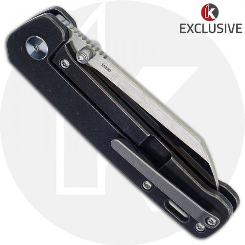 QSP Penguin Knife QS130-KP7 - 2 Tone Satin M390 Sheepfoot - Black Stonewash Titanium - Frame Lock Folder