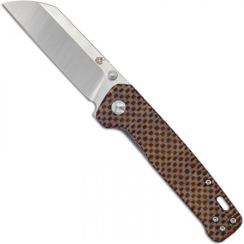 QSP Penguin Knife QS130-A - 2 Tone Satin D2 Sheepfoot - Linen Micarta - Liner Lock Folder