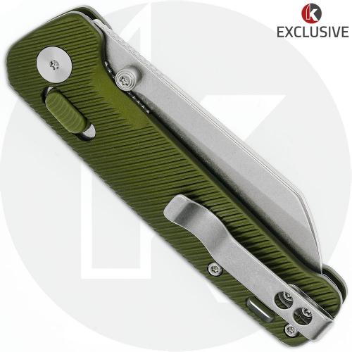 QSP Penguin Glyde Lock QS130GL-KPD Knife - Knives Plus Exclusive - Stonewash S35VN Sheepsfoot - OD Green Aluminum