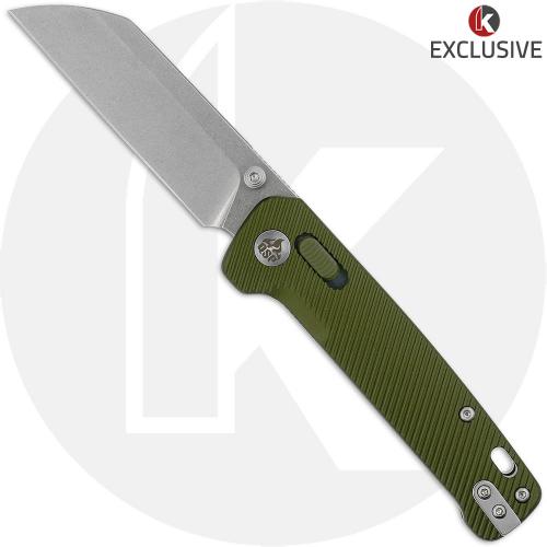QSP Penguin Glyde Lock QS130GL-KPD Knife - Knives Plus Exclusive - Stonewash S35VN Sheepsfoot - OD Green Aluminum