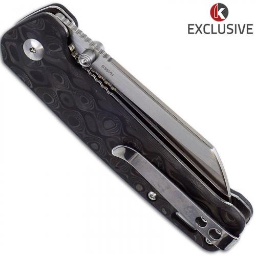 QSP Penguin Knife QS130-KP1 - Knives Plus Exclusive - Satin S35VN Sheepfoot - Marble Carbon Fiber - Liner Lock Folder