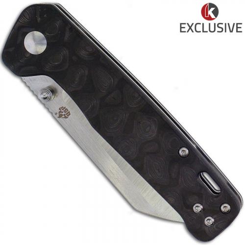 QSP Penguin Knife QS130-KP1 - Knives Plus Exclusive - Satin S35VN Sheepfoot - Marble Carbon Fiber - Liner Lock Folder