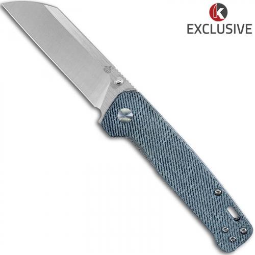 QSP Penguin Knife QS130-KP2 - Knives Plus Exclusive - Satin S35VN Sheepfoot - Blue Denim Micarta - Liner Lock Folder