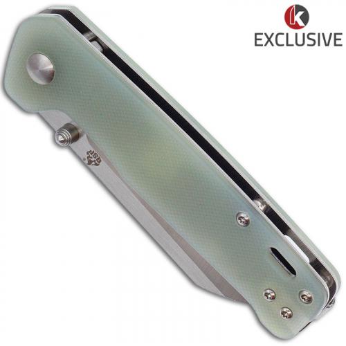 QSP Penguin Knife QS130-KP3 - Knives Plus Exclusive - Satin S35VN Sheepfoot - Jade G10 Micarta - Liner Lock Folder