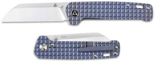 QSP Penguin Knife QS130-RFRG1 - Satin 154CM Sheepfoot - Blue Stonewash Frag Ti - Frame Lock