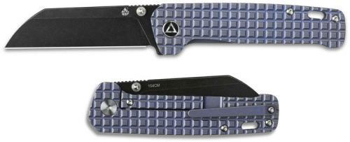 QSP Penguin Knife QS130-SFRG - Black Stonewash 154CM Sheepfoot - Blue Stonewash Frag Ti - Frame Lock