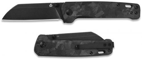 QSP Penguin Knife QS130-U - Black D2 Sheepfoot - Shredded Black Carbon Fiber Overlay G10 - Liner Lock