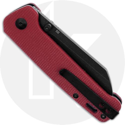 QSP Penguin V2 QS130V2-D2 Knife - Black Stonewash D2 Sheepsfoot - Red Linen Micarta