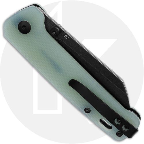 QSP Penguin V2 QS130V2-G2 Knife - Black Stonewash D2 Sheepsfoot - Jade G10